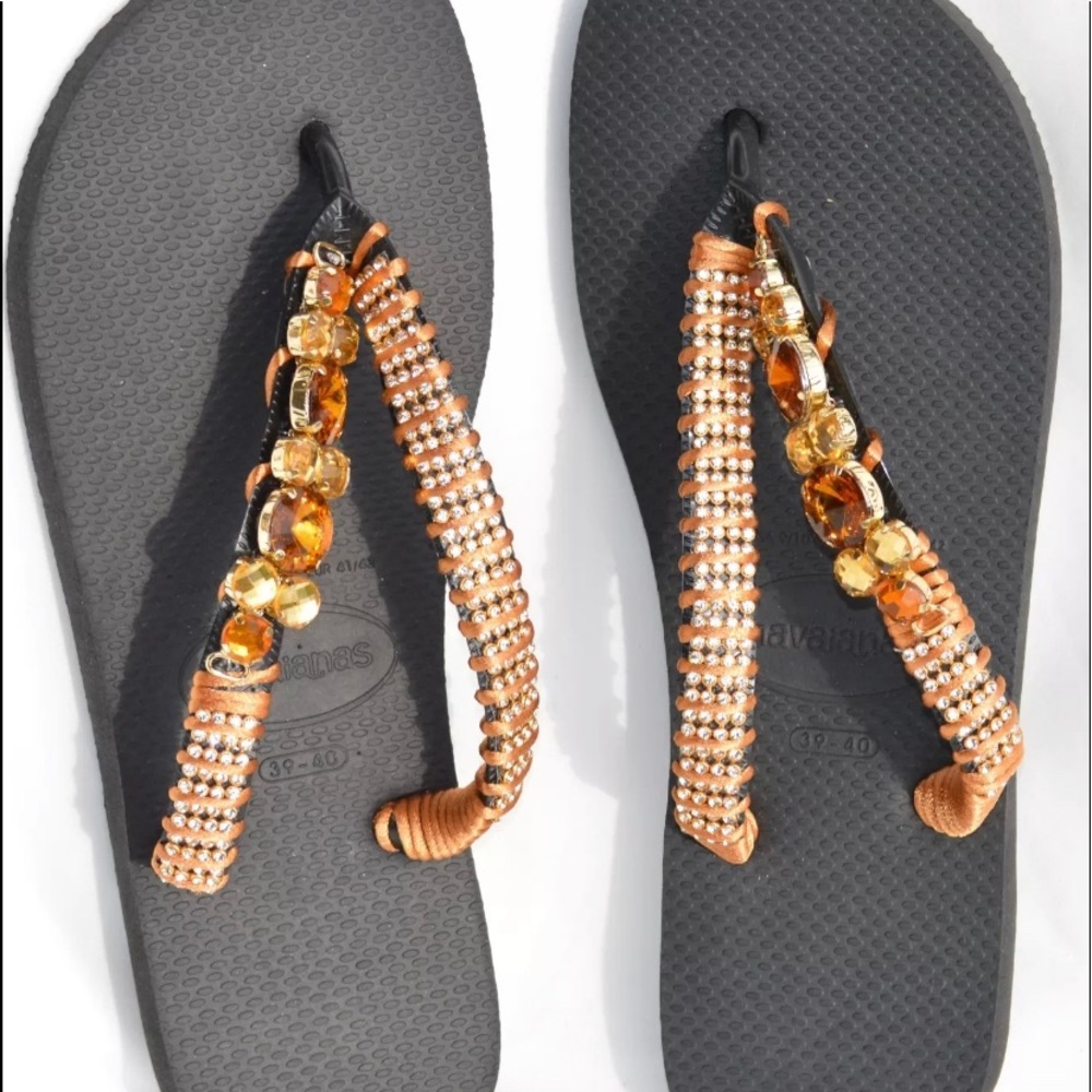 NEW Havaianas Flip Flop Black/Bronze US9/10W 39/4